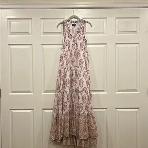 RO’S GARDEN Sofia Tiered Maxi Dress Pink White Floral Size Medium